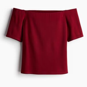 H&M Off-Shoulder Burgundy Crop Top